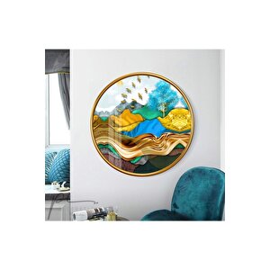 Gold Desenler Yuvarlak Cam Tablo 50x50 cm