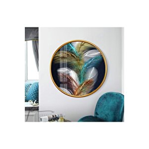 Gold Desenler Yuvarlak Cam Tablo 50x50 cm