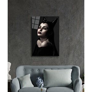 Kadınlar Boynuzlu Cadı Cam Tablo 50x70 cm