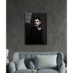 Kadınlar Boynuzlu Cadı Cam Tablo 50x70 cm