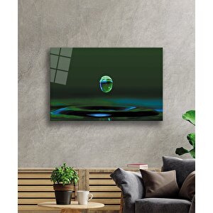 Su Damlası Yeşil Cam Tablo Water Drop Green 50x70 cm