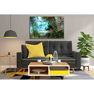 Fütüristik Tavus Kuşu Cam Tablo 50x70 cm