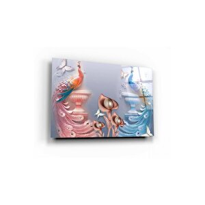 Tavus Kuşları Cam Tablo 50x70 cm