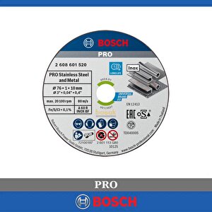76x1x10mm Inox Kesme Diski (5'li Pkt) Gws 12v-76 Için 2608601520