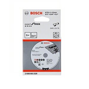 Bosch 76x1x10mm Inox Kesme Diski (5'li Pkt) Gws 12v-76 Için 2608601520
