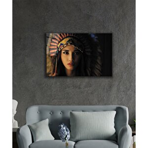 Kadınlar Kızılderili Cam Tablo Women Indila 36x23 cm