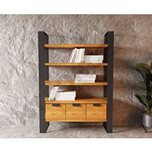 Lomi Masif Ağaç Kitaplık-vitrin 80 cm