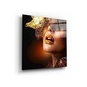 Gold Kadın Cam Tablo 30x30 cm