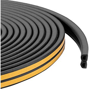 Kauçuk Kapı Ve Pencere Izolasyon Bandı/fitili 5m X2 (10m) Antrasit - Siyah