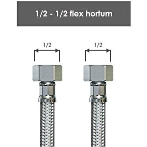 Sıcak Soğuk Su Bağlantı Flexıble Hortumu 1/2-1/2 100 cm