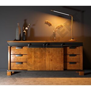 Ares Masif Ahşap Ray Kapak Çekmeceli Konsol