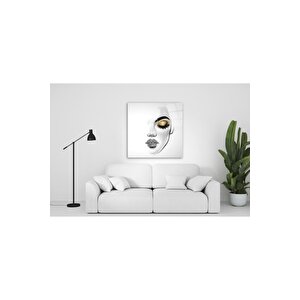 Beyaz Kadın Siluet Cam Tablo 50x50 cm