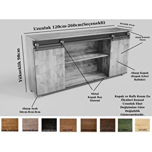 Boen Masif Ahşap Ray Kapak Konsol 200 cm