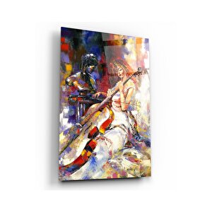 Müzisyen Kadın Cam Tablo 50x70 cm