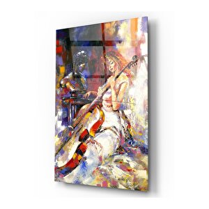 Müzisyen Kadın Cam Tablo 50x70 cm