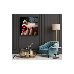 Maskeli Kadın Cam Tablo 80x80 cm