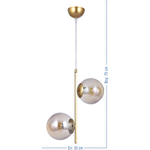 Dubhe 2 Li Lüx Bal Camlı Avize Gold