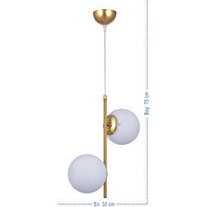Dubhe 2 Li Lüx Beyaz Opal Camlı Avize Gold