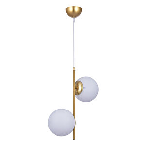 Dubhe 2 Li Lüx Beyaz Opal Camlı Avize Gold