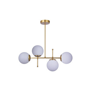 Dubhe 4 Lü Lüx Beyaz Opal Camlı Avize Gold