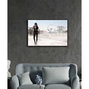 Kadın Kovboy Cam Tablo Women Cowgirl 90x60 cm