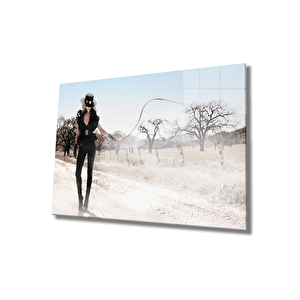 Kadın Kovboy Cam Tablo Women Cowgirl 50x70 cm