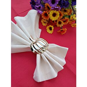 6 Adet Gold Bal Kabağı Metal Peçete Halkası - Halloween Peçete Yüzüğü