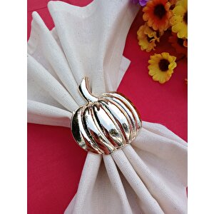 6 Adet Gold Bal Kabağı Metal Peçete Halkası - Halloween Peçete Yüzüğü