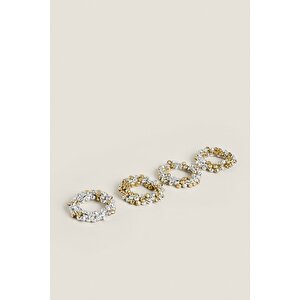Golden Silver Zil Boncuk Peçete Yüzüğü - Metal Peçete Yüzüğü - 6 Adet