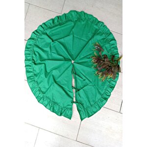 90cm Yeşil Pileli Yılbaşı Ağaç Altı Örtü - Christmas Tree Skirt - Yılbaşı Süsleri