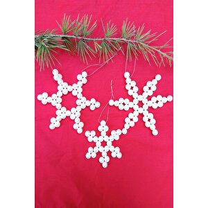 3'lü İnci Kartanesi Yıldız Seti - Yılbaşı Ağaç Süsü - Christmas Tree Ornament