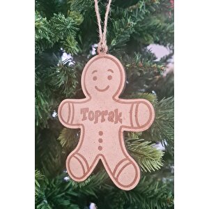 Ahşap İsme Özel Kurabiye Adam Gingerbread Şekilli Yılbaşı Ağaç Süsü