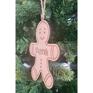 Ahşap İsme Özel Kurabiye Adam Gingerbread Şekilli Yılbaşı Ağaç Süsü
