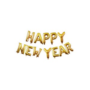 Happy New Year Balon Seti Gold Yılbaşı Balonları 40cm Harfler
