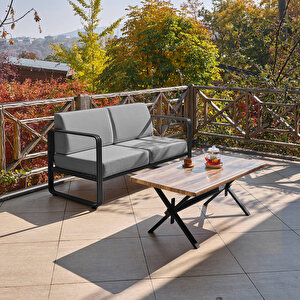 Solaris İkili Bahçe-balkon Koltuğu - Siyah Gri