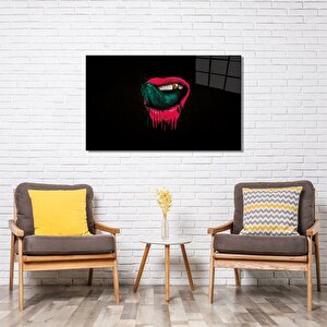 Pembe Dudak İllüstrasyon Cam Tablo 50x70 cm