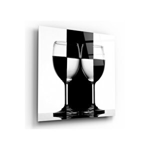Siyah Beyaz Cam Tablo 50x50 cm