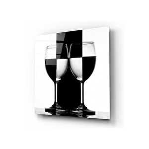 Siyah Beyaz Cam Tablo 50x50 cm