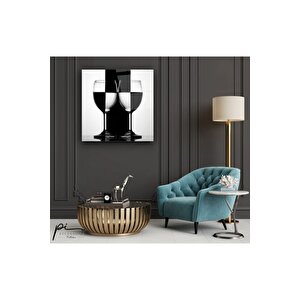 Siyah Beyaz Cam Tablo 50x50 cm