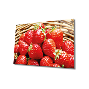 Çilekler Cam Tablo Strawberries