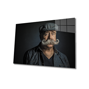 Bıyıklı Adam Cam Tablo 36x23 cm