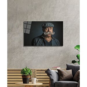 Bıyıklı Adam Cam Tablo 36x23 cm