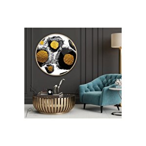 Gold Halkalar Yuvarlak Cam Tablo 30x30 cm