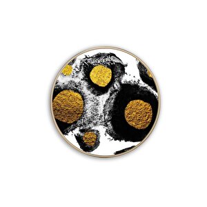 Gold Halkalar Yuvarlak Cam Tablo 30x30 cm