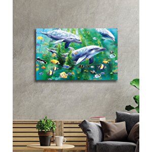 Yunus Balığı Cam Tablo , Dolphin 50x70 cm