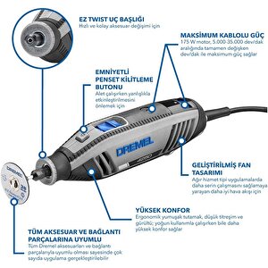 Dremel 4250-6/128 Yüksek Performans Kablolu Çok Amaçlı El Motoru - F0134250jk