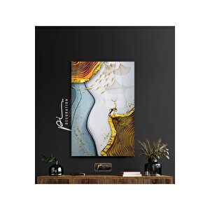 Soyut Gold Cam Tablo 70x110 cm