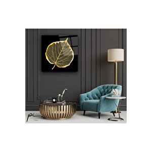 Gold Yaprak Cam Tablo 50x50 cm
