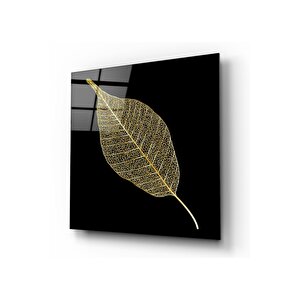 Gold Yaprak Cam Tablo 50x50 cm