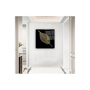 Gold Yaprak Cam Tablo 50x50 cm